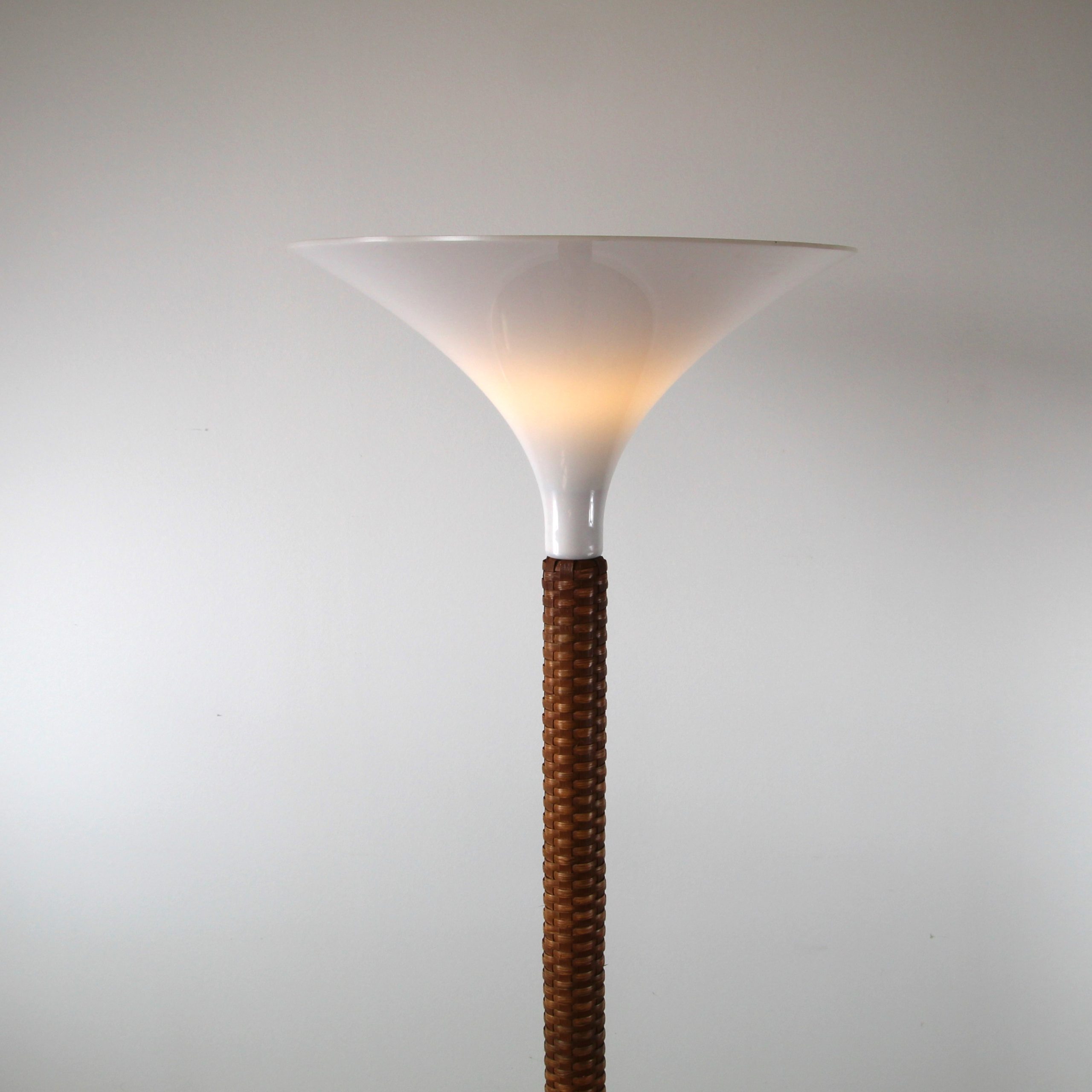 Large rattan & perspex floor lamp, 1970’s