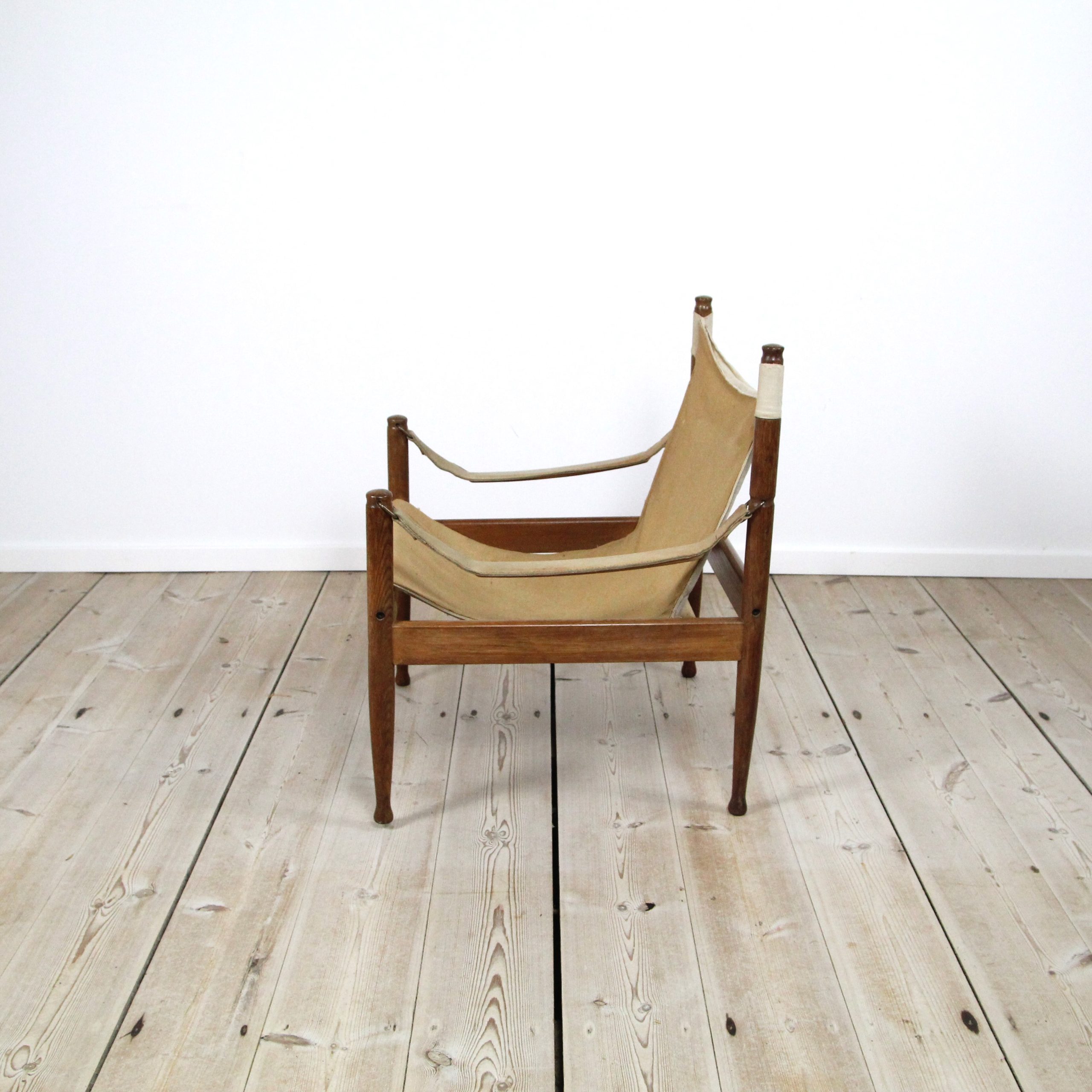 Oak safari chair by Erik Wørts for N. Eilersen, 1960s